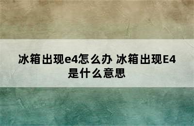 冰箱出现e4怎么办 冰箱出现E4是什么意思